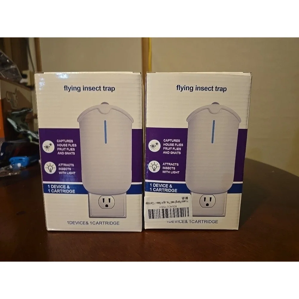 Flying Insect Trap, Compatible with ZEVOM364A Refill, 2 Plug-In Base + 2 Cartrid